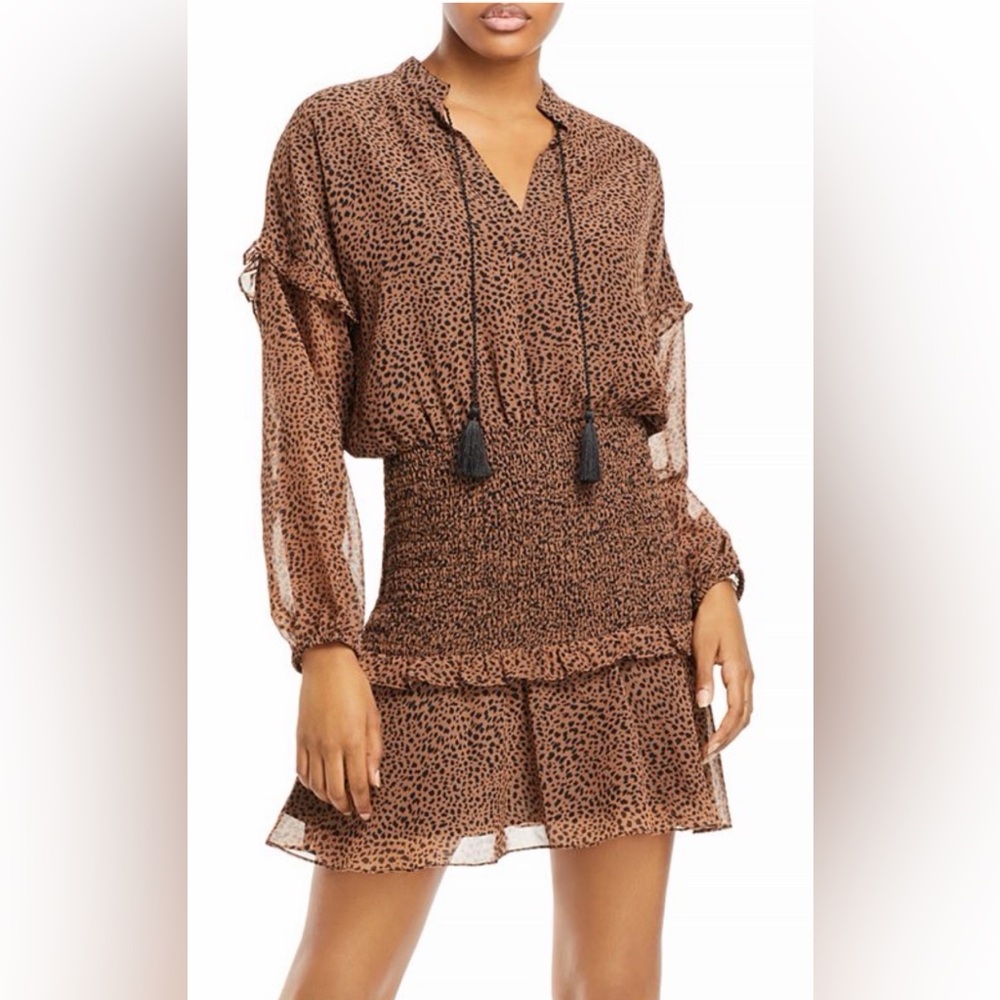 Aqua Animal Print Long Sleeve Dress
